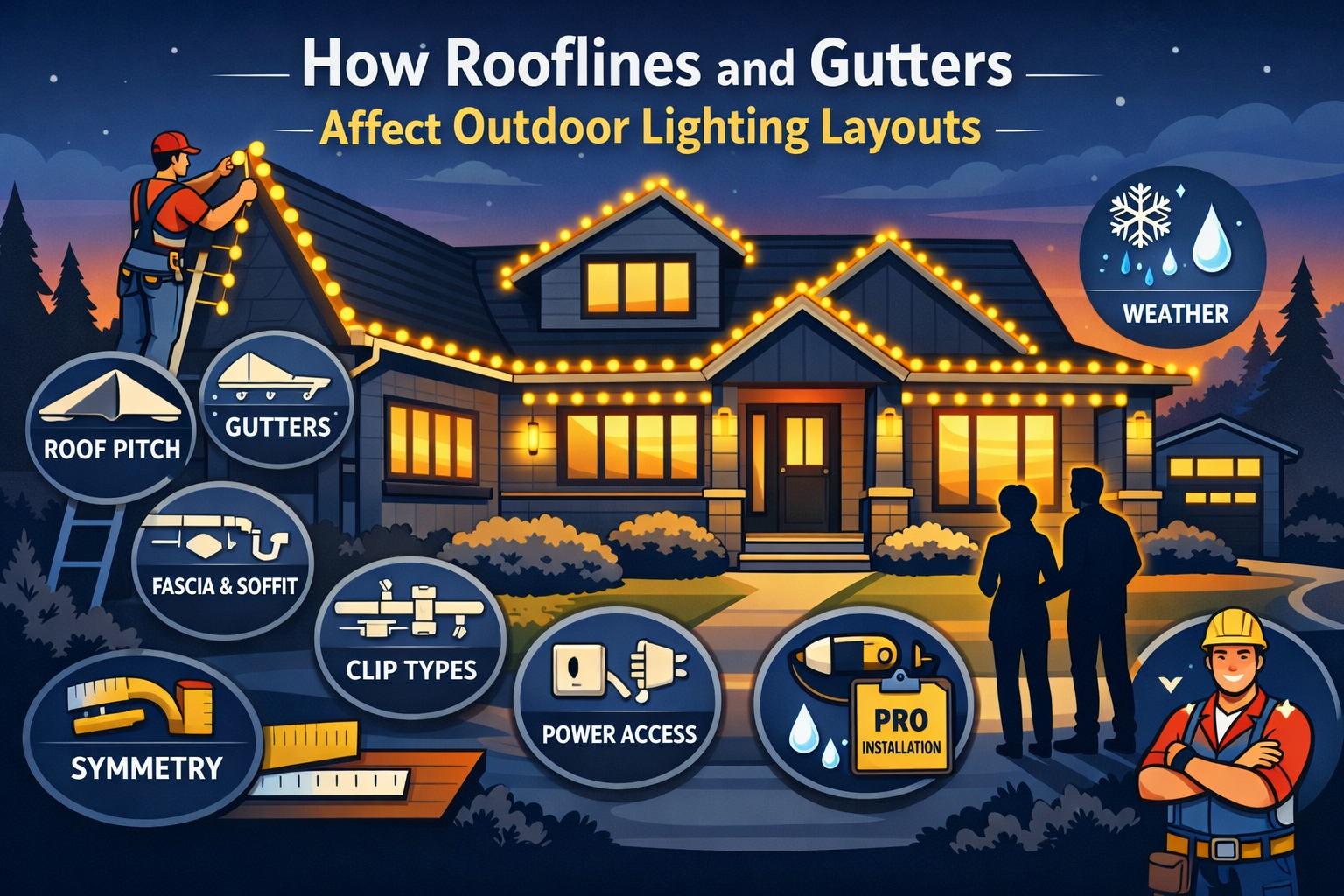 Twilight lights and gutter installation tips