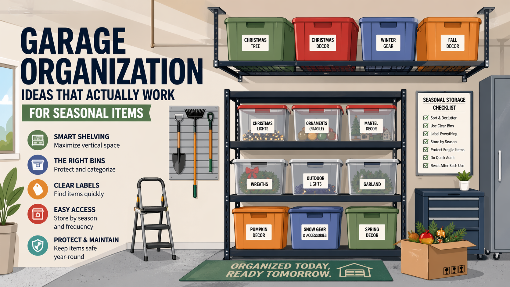 Garage organisation for seasonal items