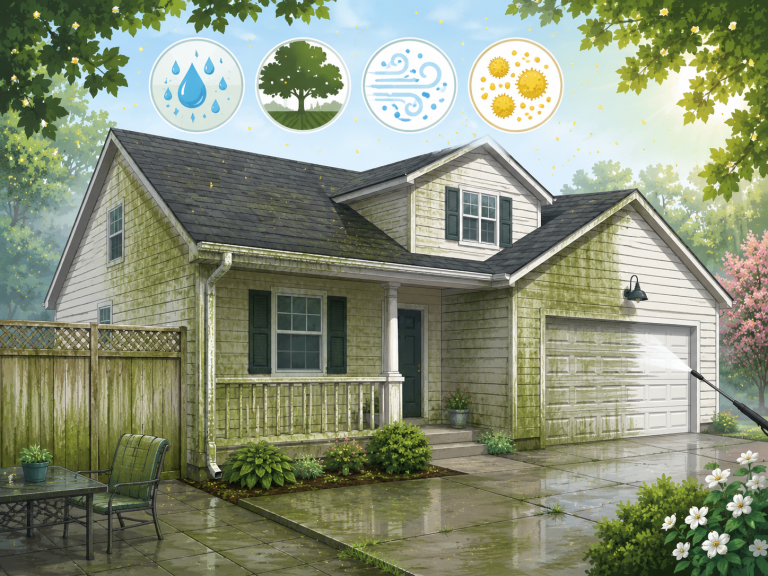 Why Green Buildup Gets Worse on Homes During Humid Spring Weather