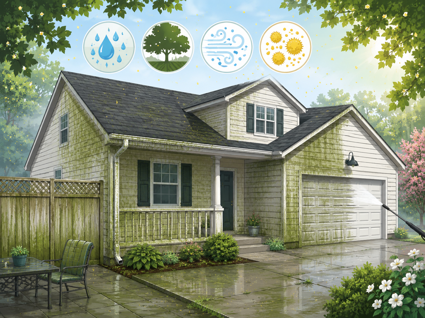 Why Green Buildup Gets Worse on Homes During Humid Spring Weather