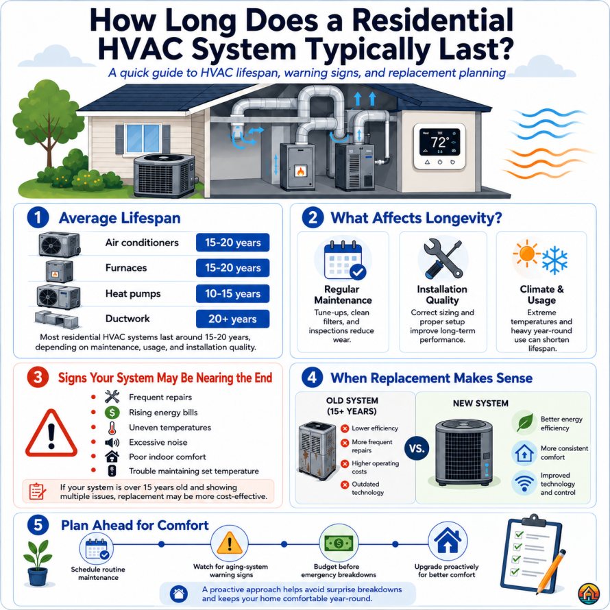 How long does a HVAC system last?