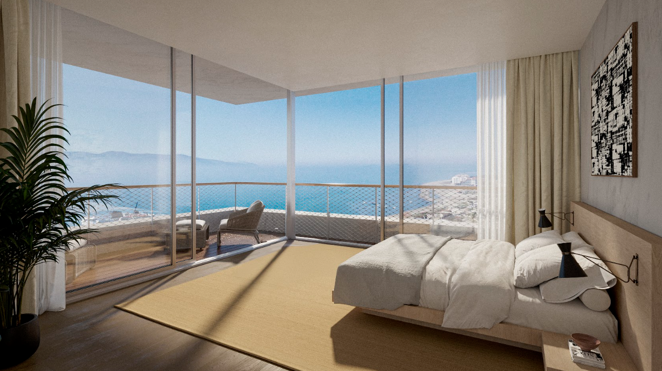 Duas Towers Rise Between Mountains and Sea