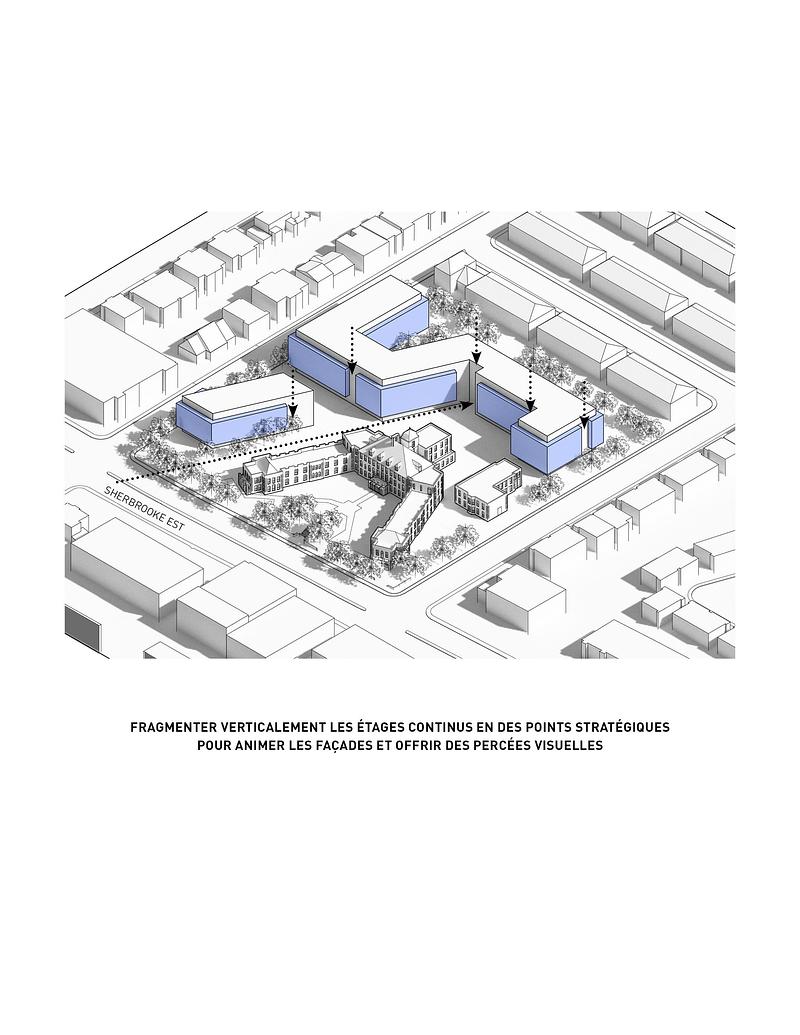 Architect diagram of the Grace Dart site and residential massing